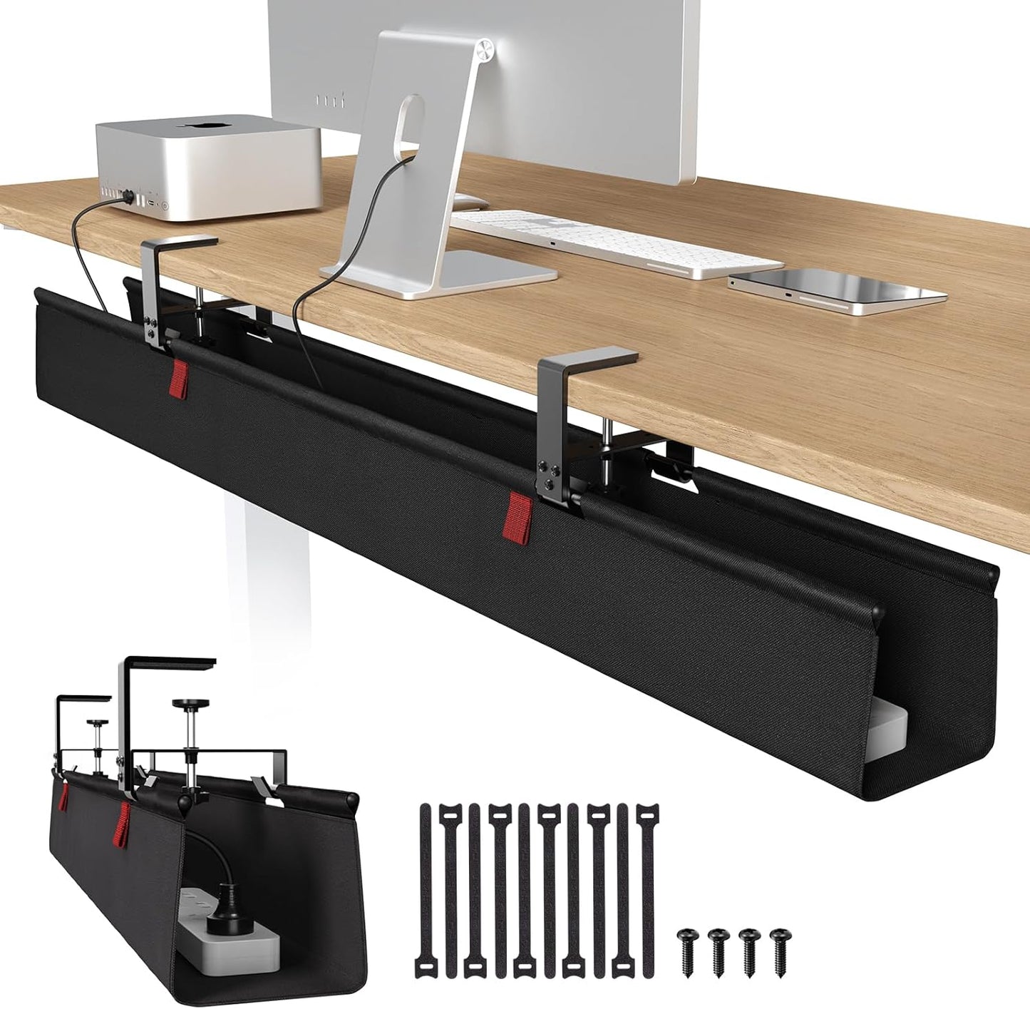 Univivi No Drill Under Desk Cable Management Tray for Easy Setup