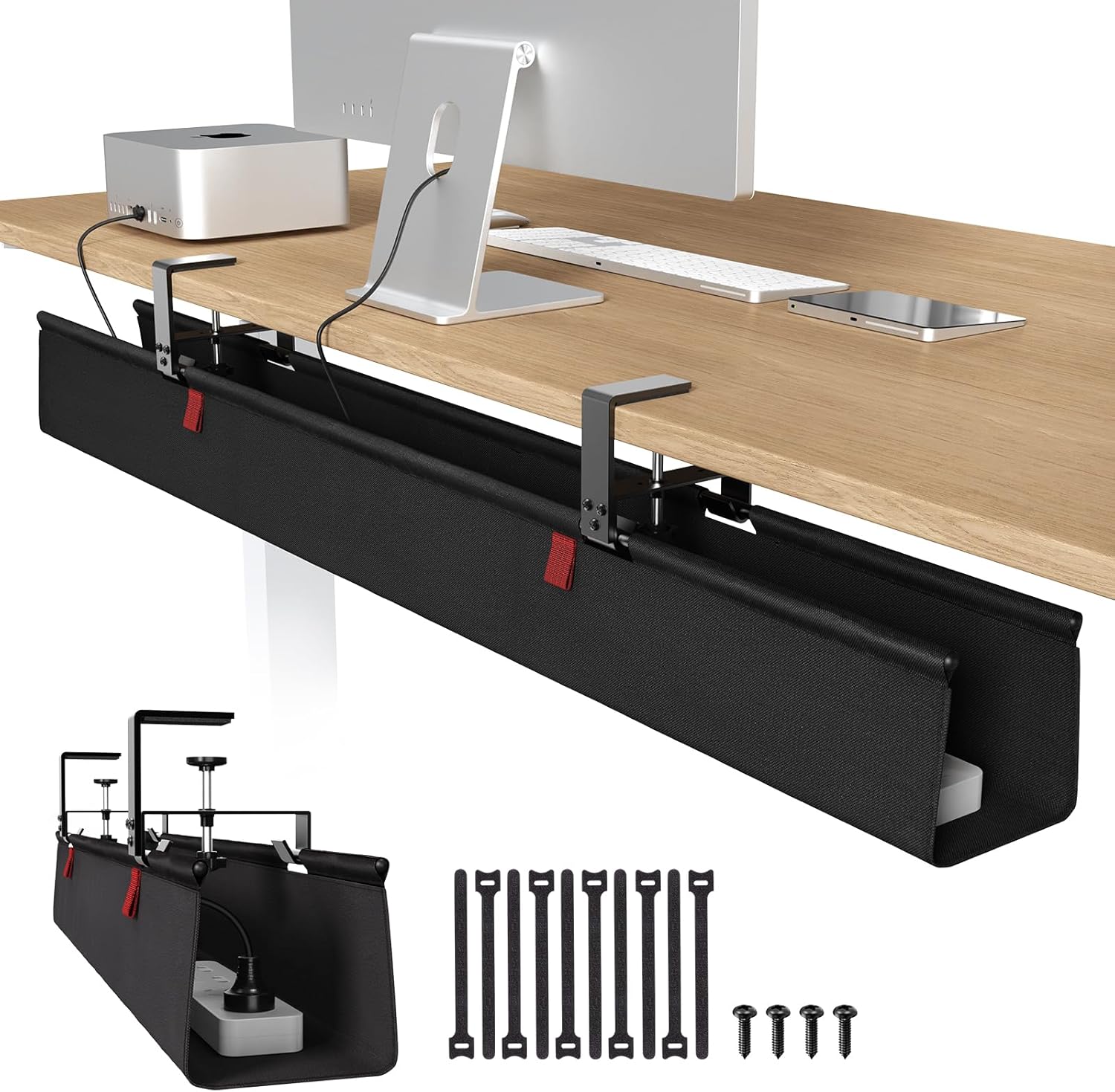Univivi No Drill Under Desk Cable Management Tray for Easy Setup