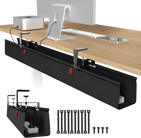 Univivi No Drill Under Desk Cable Management Tray for Easy Setup