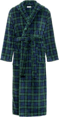 Mens Hooded Plush Fleece Bathrobe - Big & Tall Full Length Robe