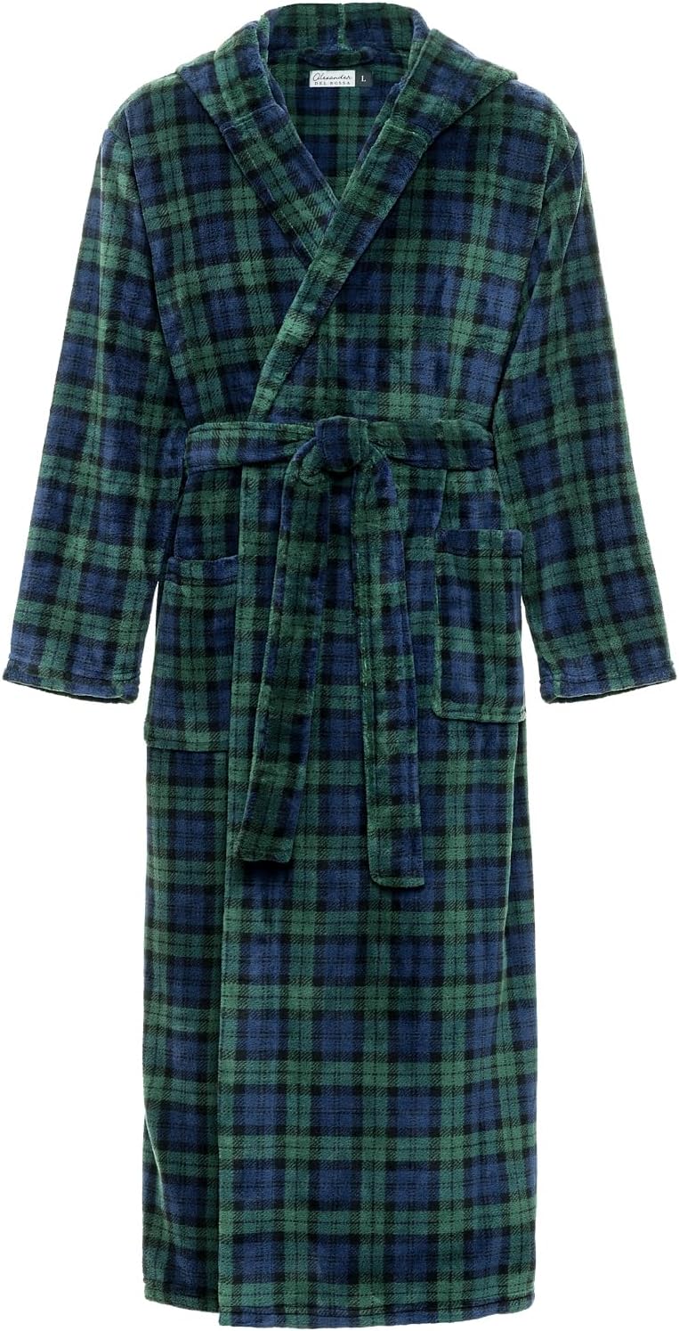 Plush Fleece Hooded Bathrobe for Men - Big and Tall Size