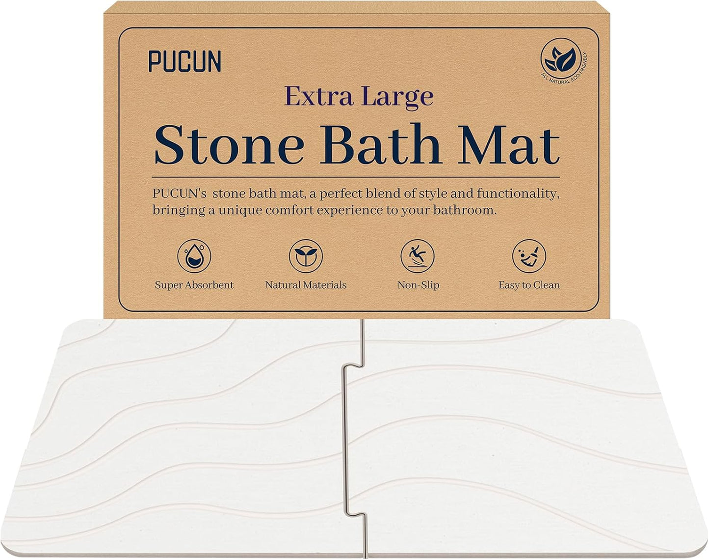 32x20 Diatomaceous Earth Bath Mat for Non-Slip Safety & Style