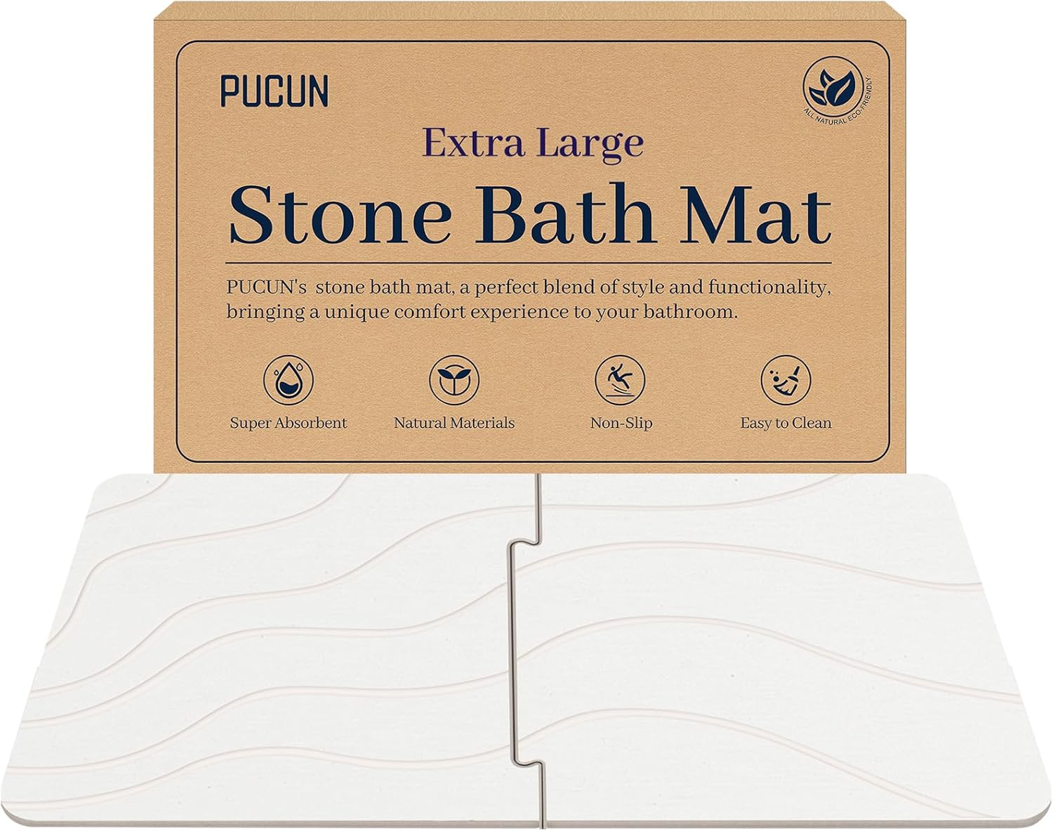 32x20 Diatomaceous Earth Bath Mat for Non-Slip Safety & Style