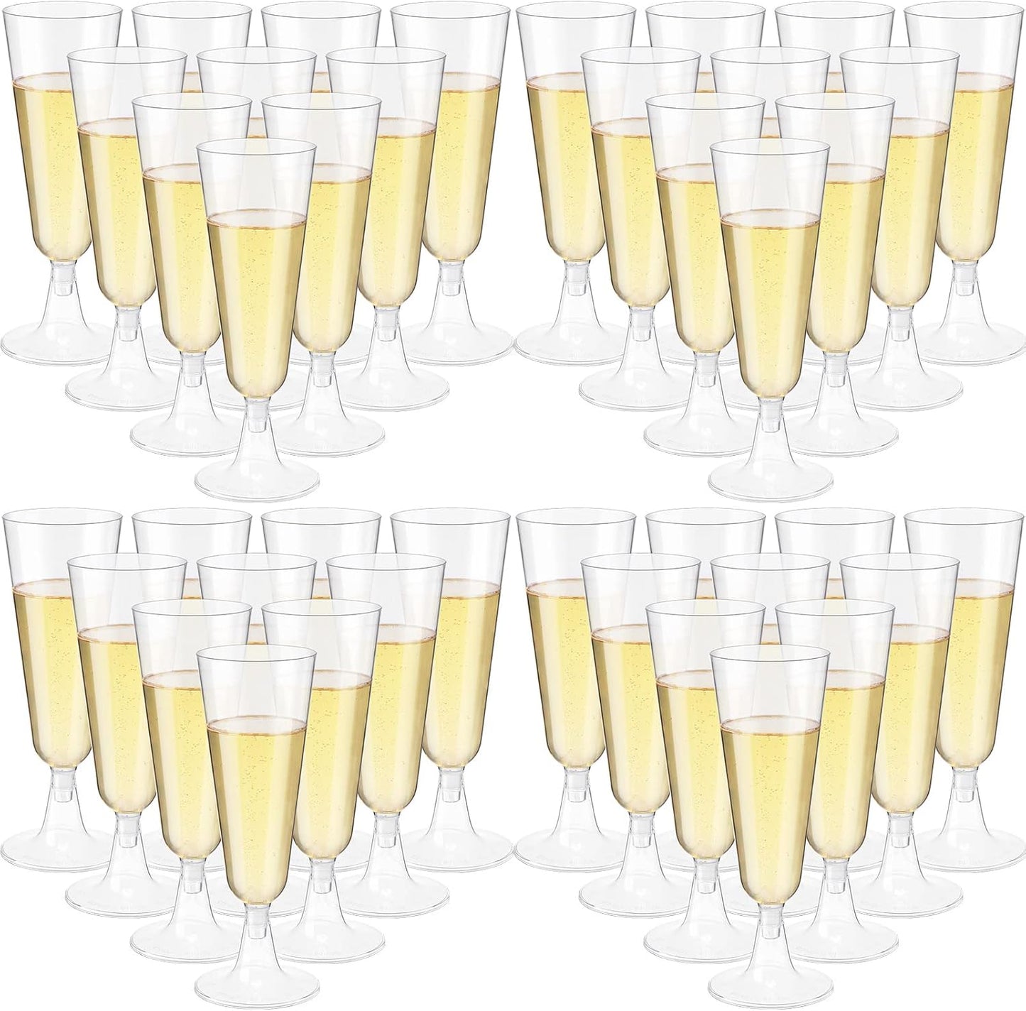 Chengu 150 Pcs 5 Oz Plastic Champagne Flutes for Celebrations