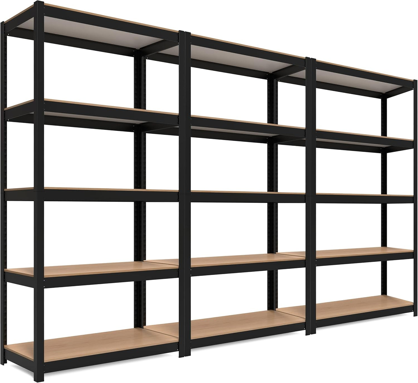 HOMEDANT House Black 5-Tier Laminated Metal Shelving Unit