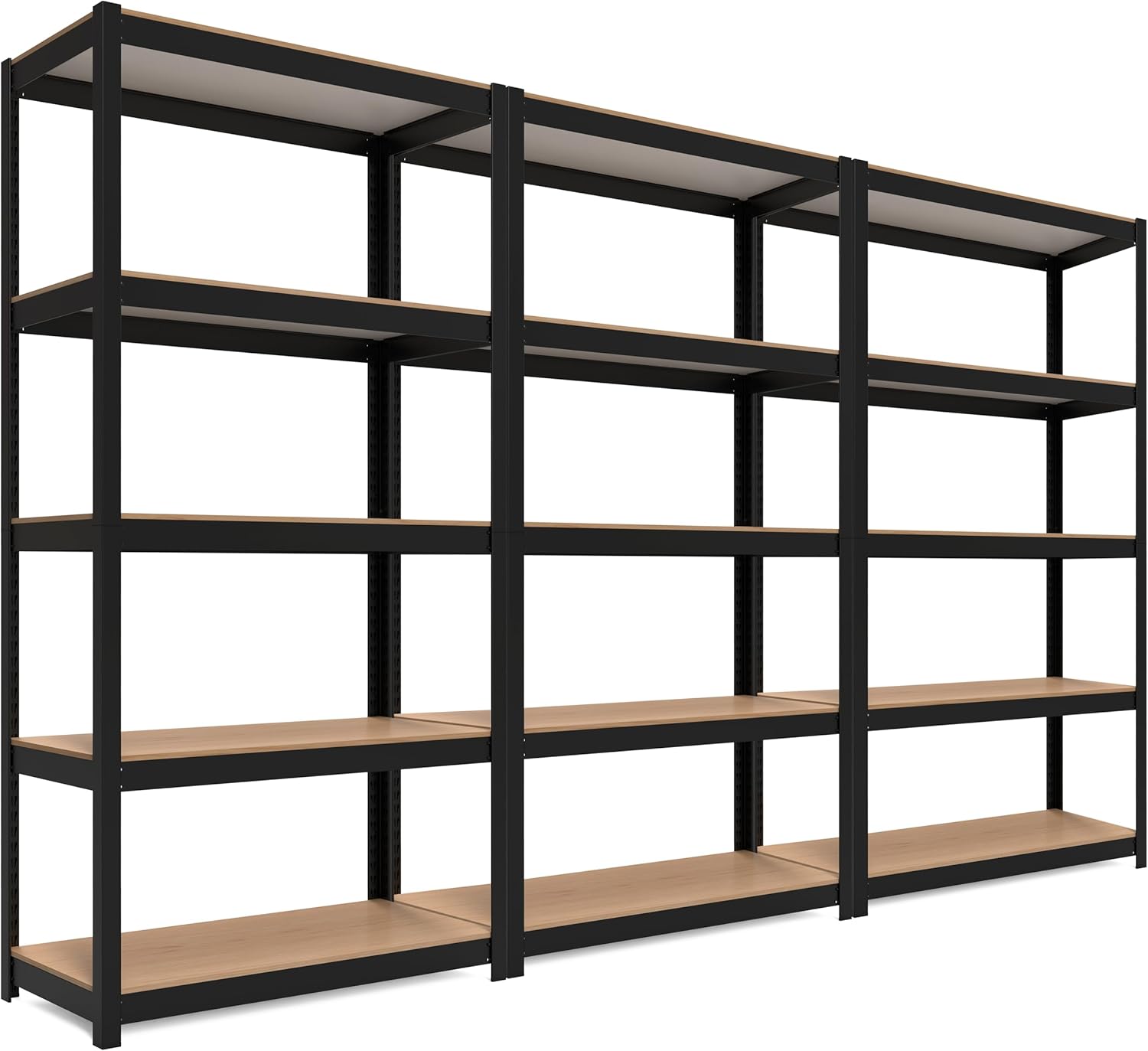 HOMEDANT House Black 5-Tier Laminated Metal Shelving Unit