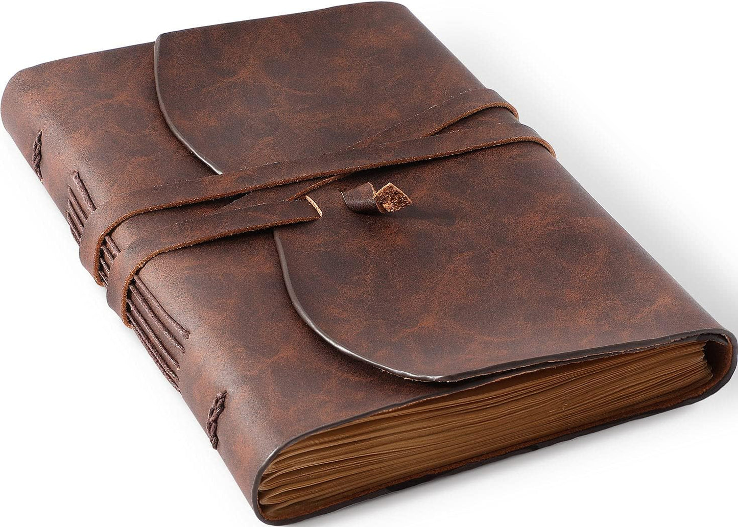 Handmade Leather Journal, 240 Kraft Pages, 5x7, Business/Travel Sketchbook - Hotcinfin