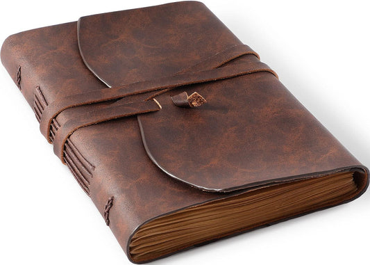 Handmade Leather Journal, 240 Kraft Pages, 5x7, Business/Travel Sketchbook - Hotcinfin