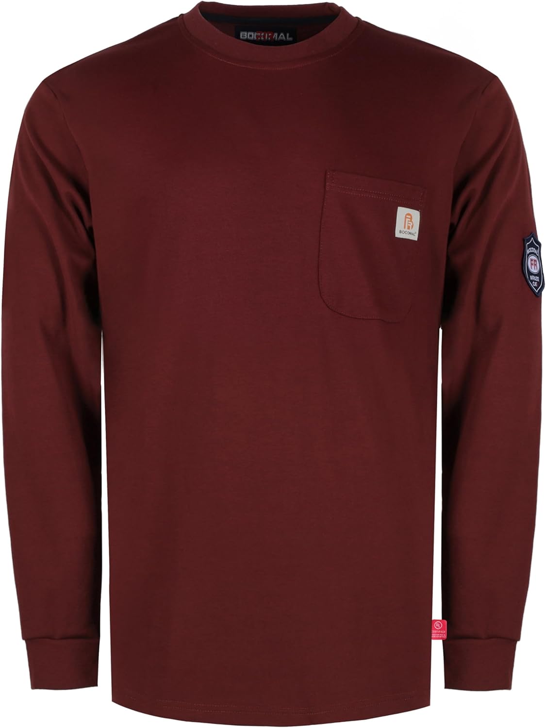 BOCOMAL FR Shirts Crewneck Flame Resistant Work Shirt for Men