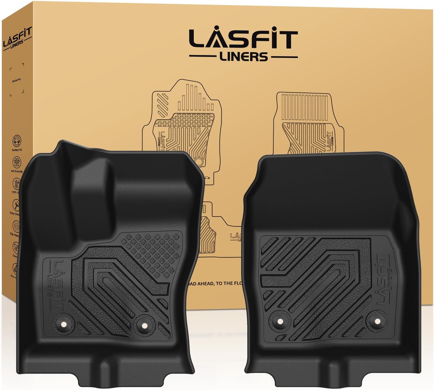 LASFIT Front Floor Mats for Ford Transit Connect 2014-2021
