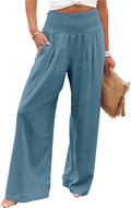 Linen Palazzo Pants for Women - Boho Wide Leg High Waist Style