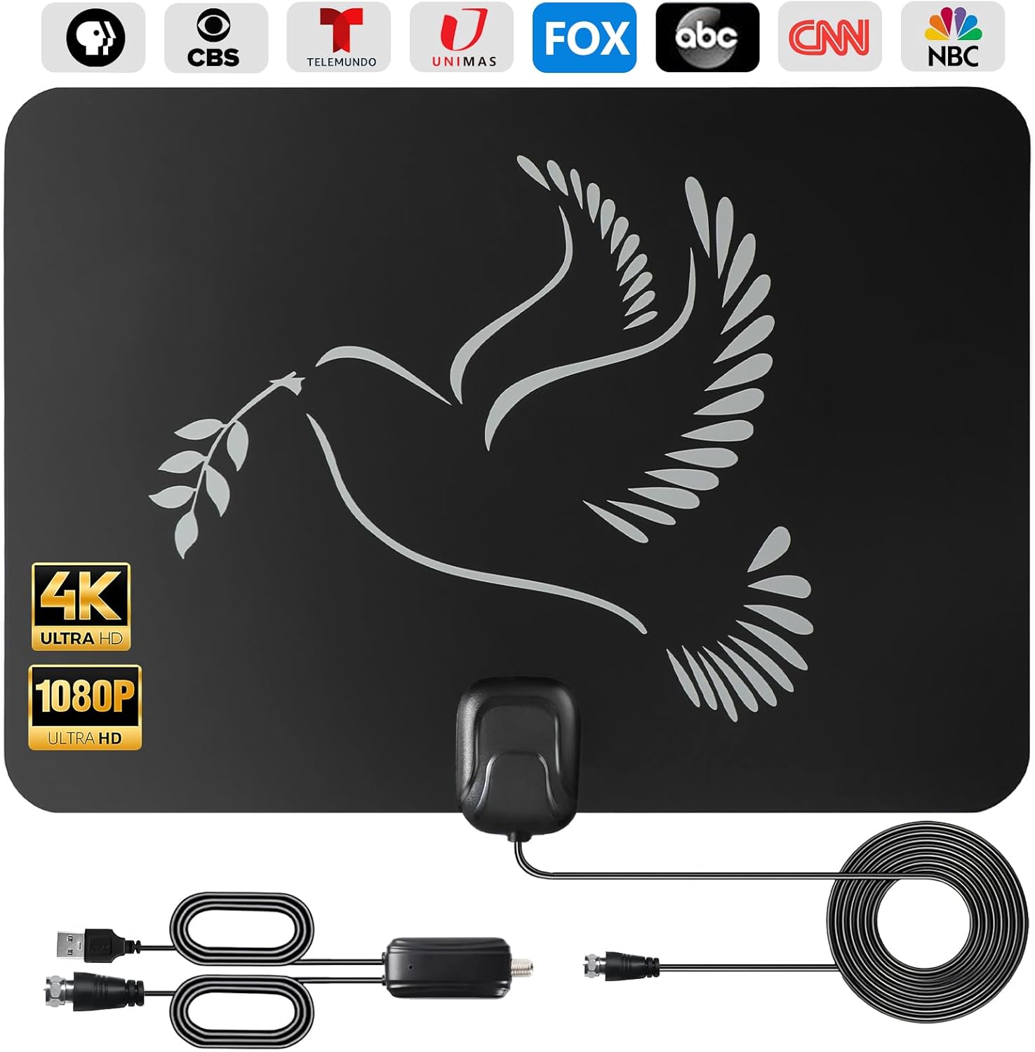 Boosted Indoor HDTV Antenna - 4K Amplified Signal