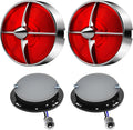 Motorcycle 1156 LED Turn Signals With 3 1/4ft Red Lens Caps - Bright