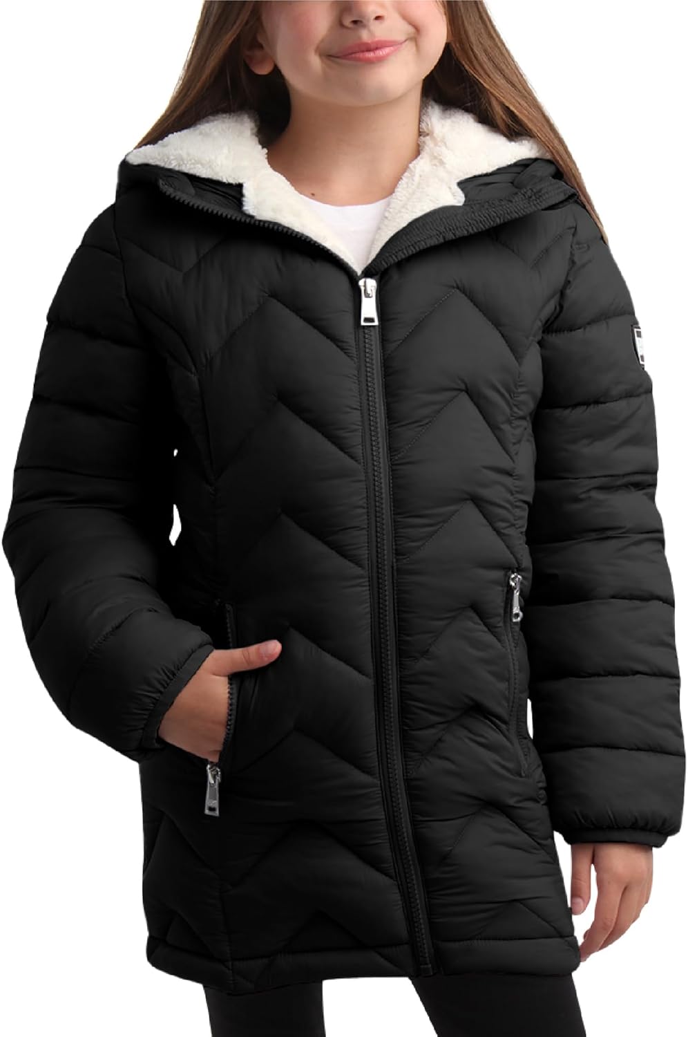 DKNY Girls Puffer Jacket - Stylish Insulated Winter Coat