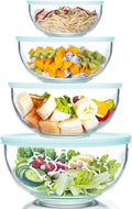 WhiteRhino 8 Piece Glass Bowls with Lids - Heat Resistant Mixing Set