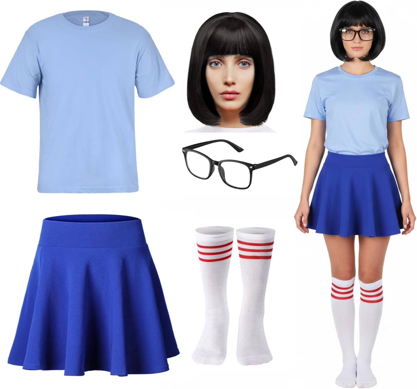 Crowye 6 Pcs Halloween Costume Set for Women with Accessories