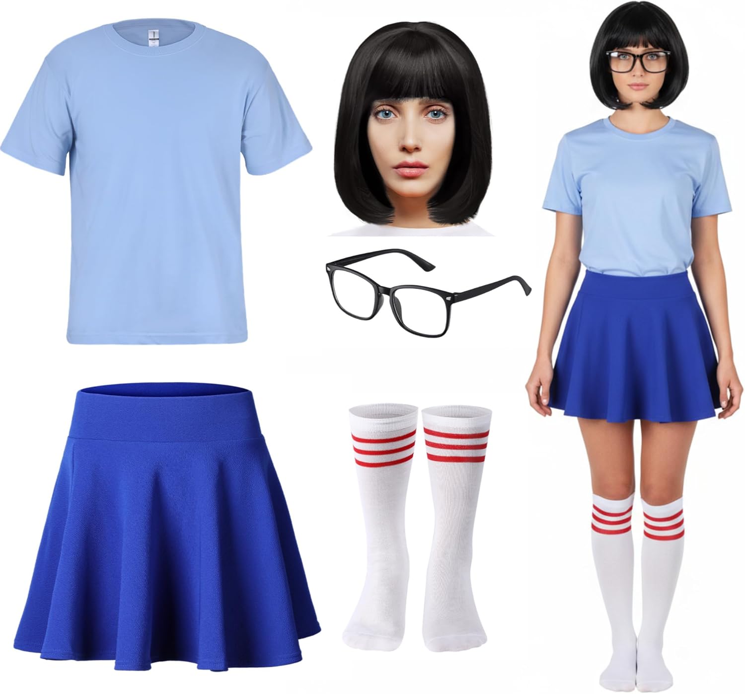 Crowye 6 Pcs Halloween Costume Set for Women with Accessories