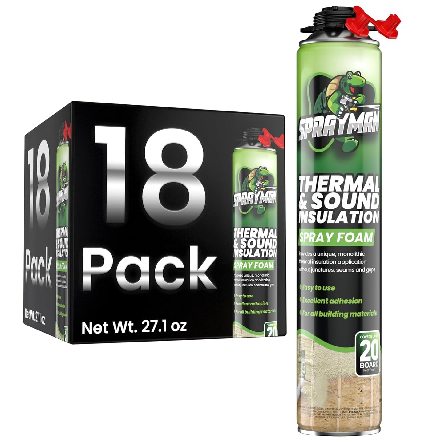 Spray Foam Insulation for Walls and Attics - 360Sq.Ft. Coverage