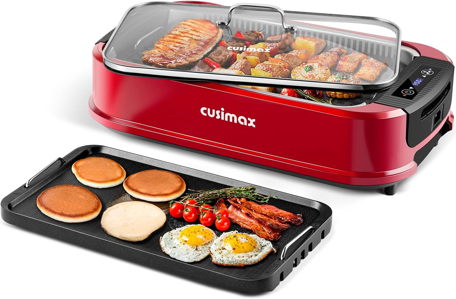 CUSIMAX Smokeless Indoor Grill: 2 in 1 Electric Griddle