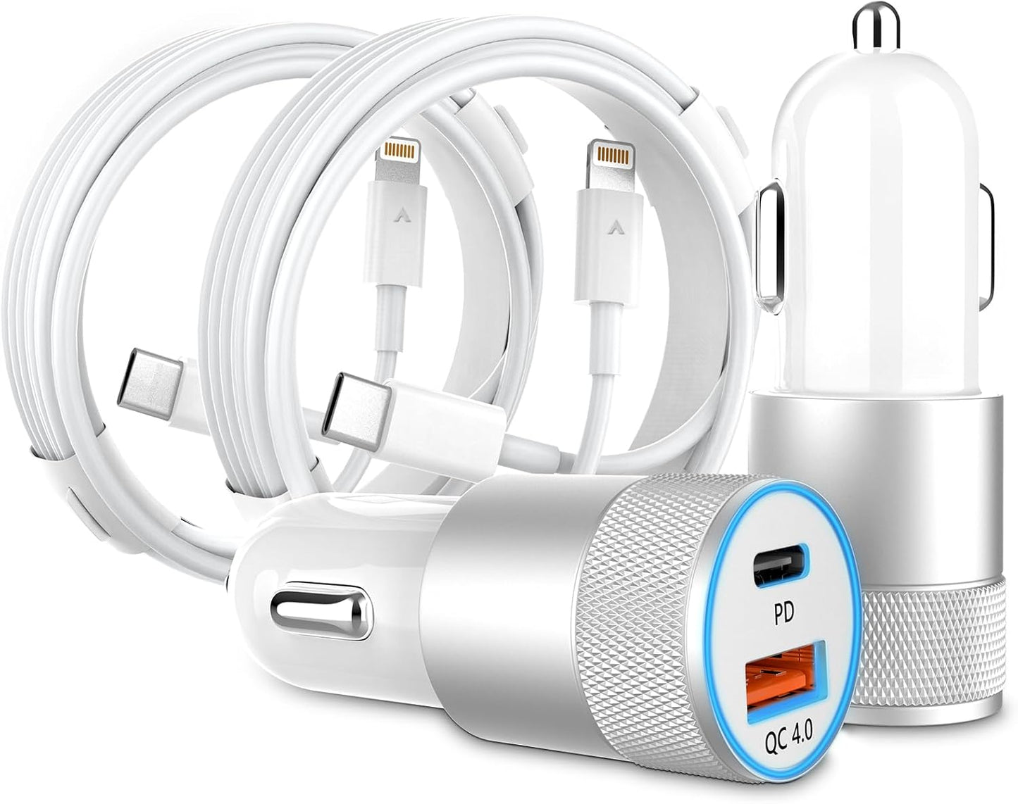 Apple MFi Certified Dual Port Fast Car Charger Set by PAIMIAN