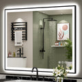48x40 Black Framed LED Bathroom Mirror with Lights - Backlit & Front