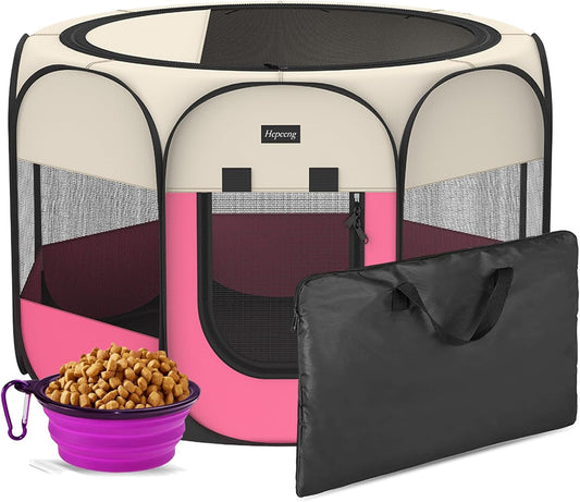 Portable Pet Playpen with Shade Cover for Indoor and Outdoor Use