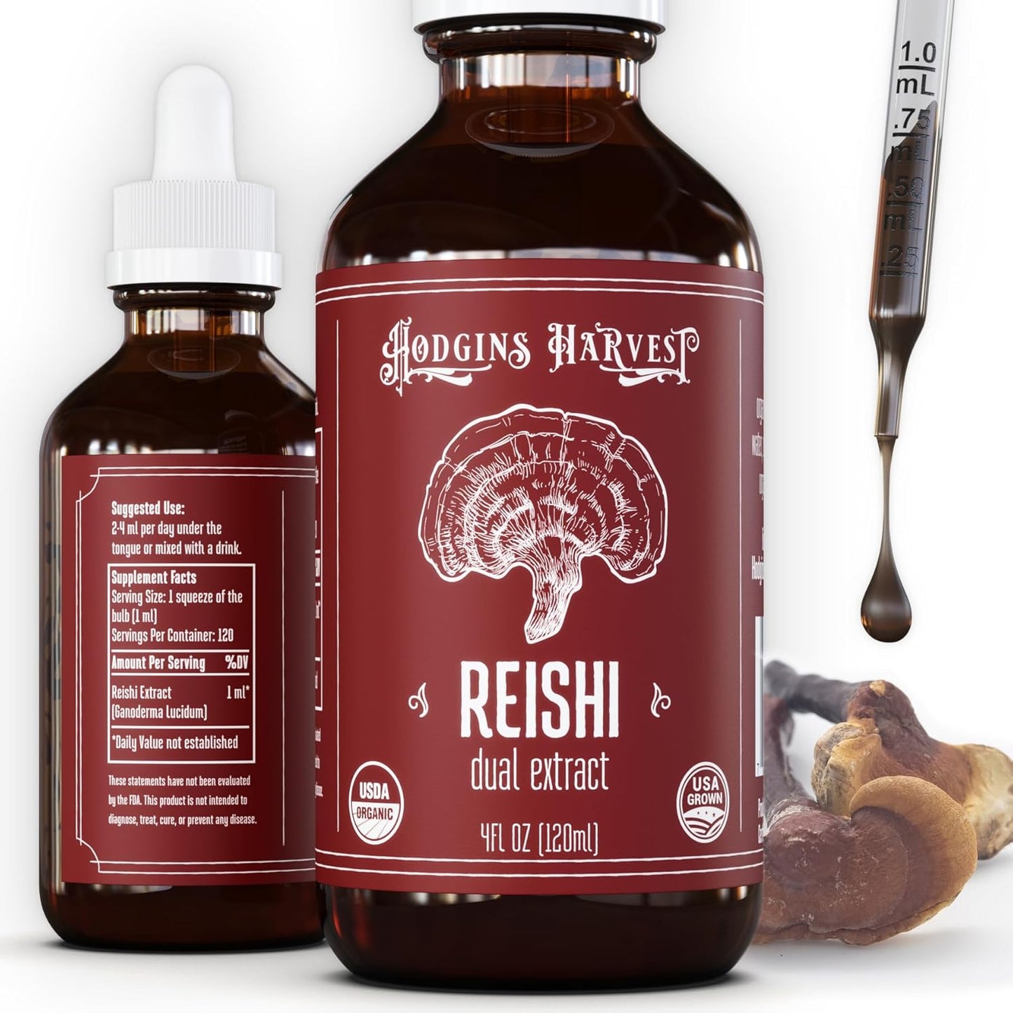 Hodgins Harvest Organic Reishi Mushroom Extract Tincture 4 oz