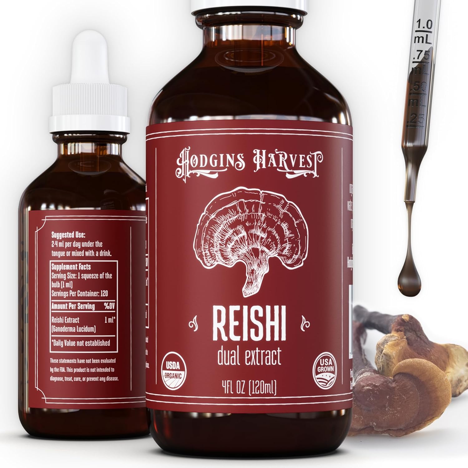 Hodgins Harvest Organic Reishi Mushroom Extract Tincture 4 oz