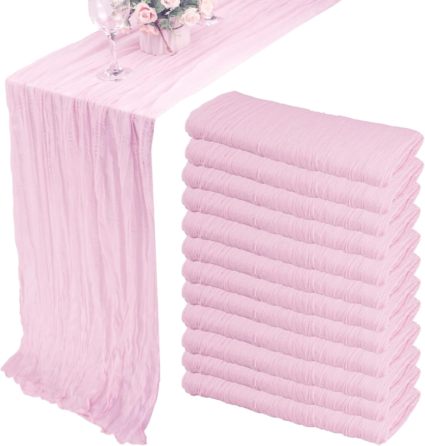12 Pack 10Ft Cheesecloth Table Runner for Elegant Events