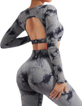 Open Back Long Sleeve Scrunch Butt Booty Leggings Two Piece Set