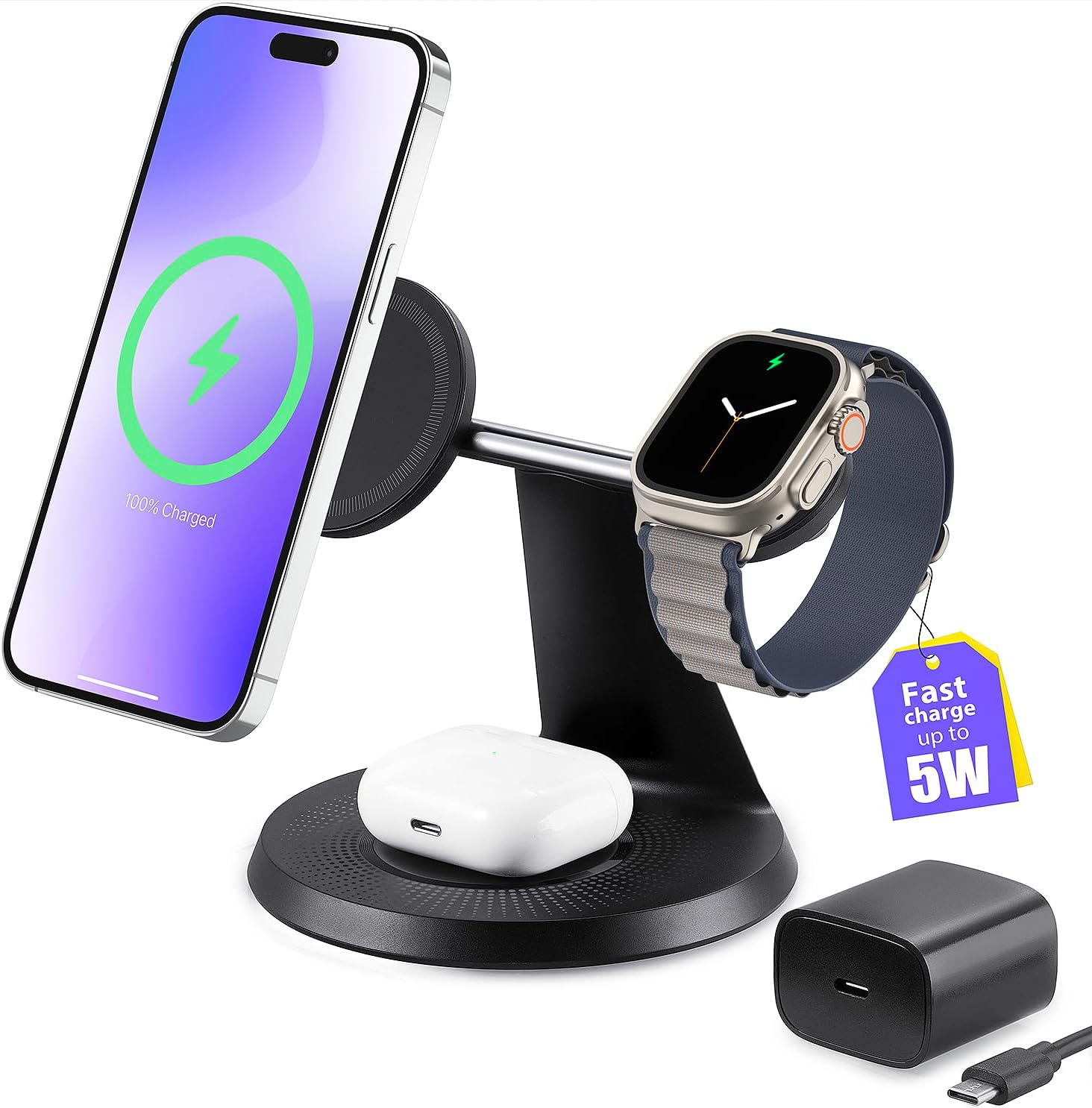 3-in-1 Wireless Charging Station for Apple Devices - Fast Charger