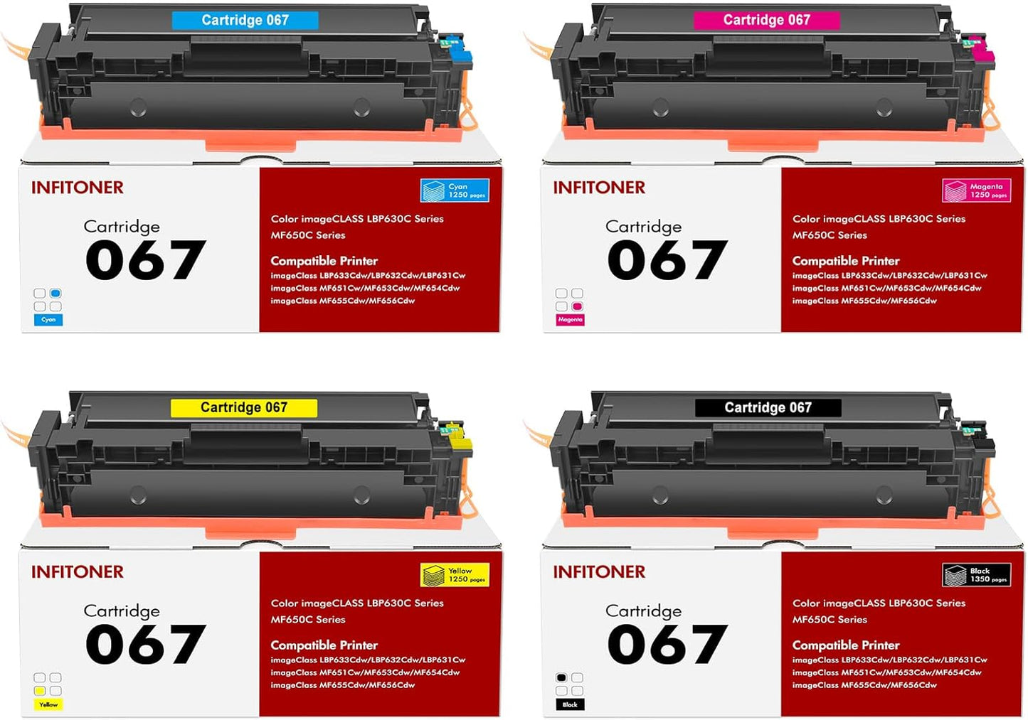 067 Toner Cartridge Set for Canon Printers - High Yield Ink Pack