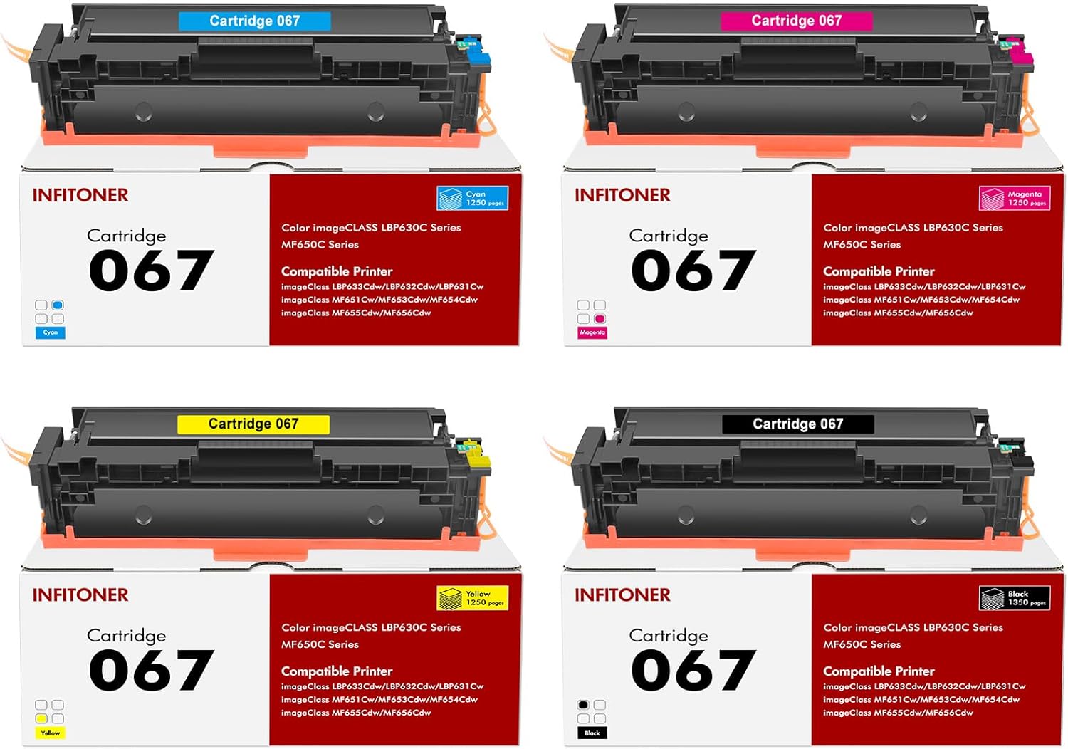 067 Toner Cartridge Set for Canon Printers - High Yield Ink Pack