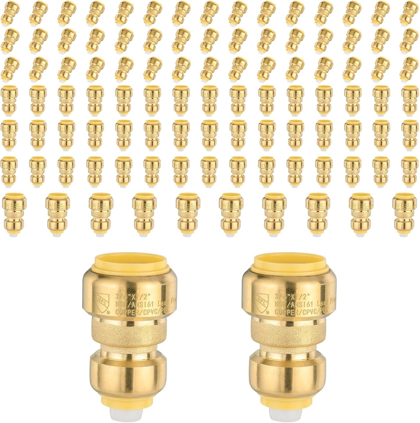 Foskan 100 Pack 3/4in x 1/2in Reducing Coupling for Plumbing