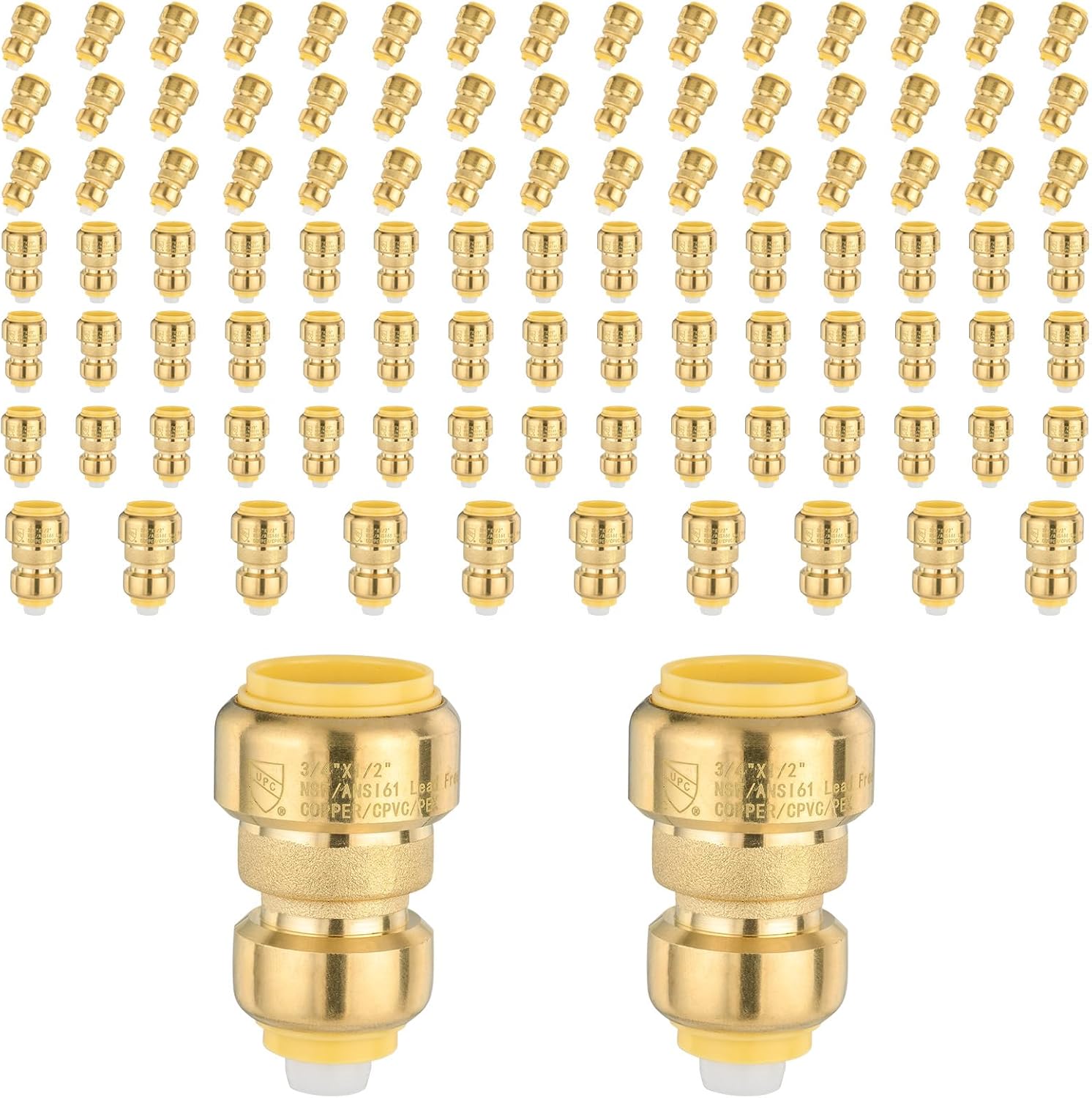 Foskan 100 Pack 3/4in x 1/2in Reducing Coupling for Plumbing