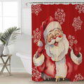 Red Santa Christmas Shower Curtain Set - Long 72 in x 84 in Holiday