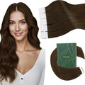 Tape in Hair Extensions Real Human Hair Dark Brown - Invisible Tape
