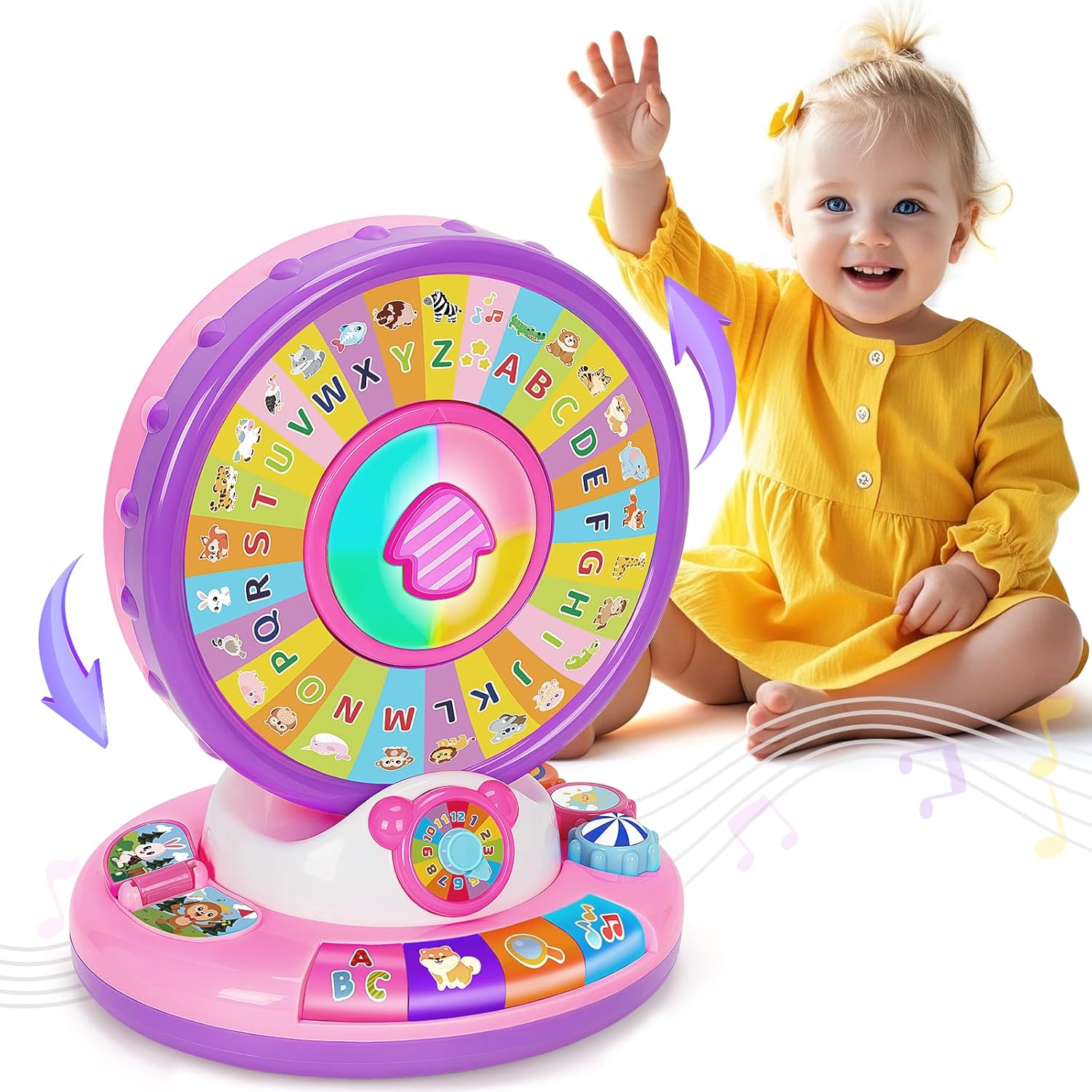 Interactive Spin and Sing Learning Toy for 1 Year Old Girls