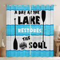 Lake House Decor Curtains - Rustic Lake Cabin Blackout Panels