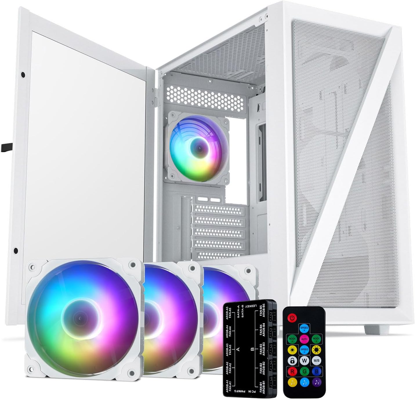 Vetroo M05 Micro ATX Case with Tempered Glass and RGB Fans