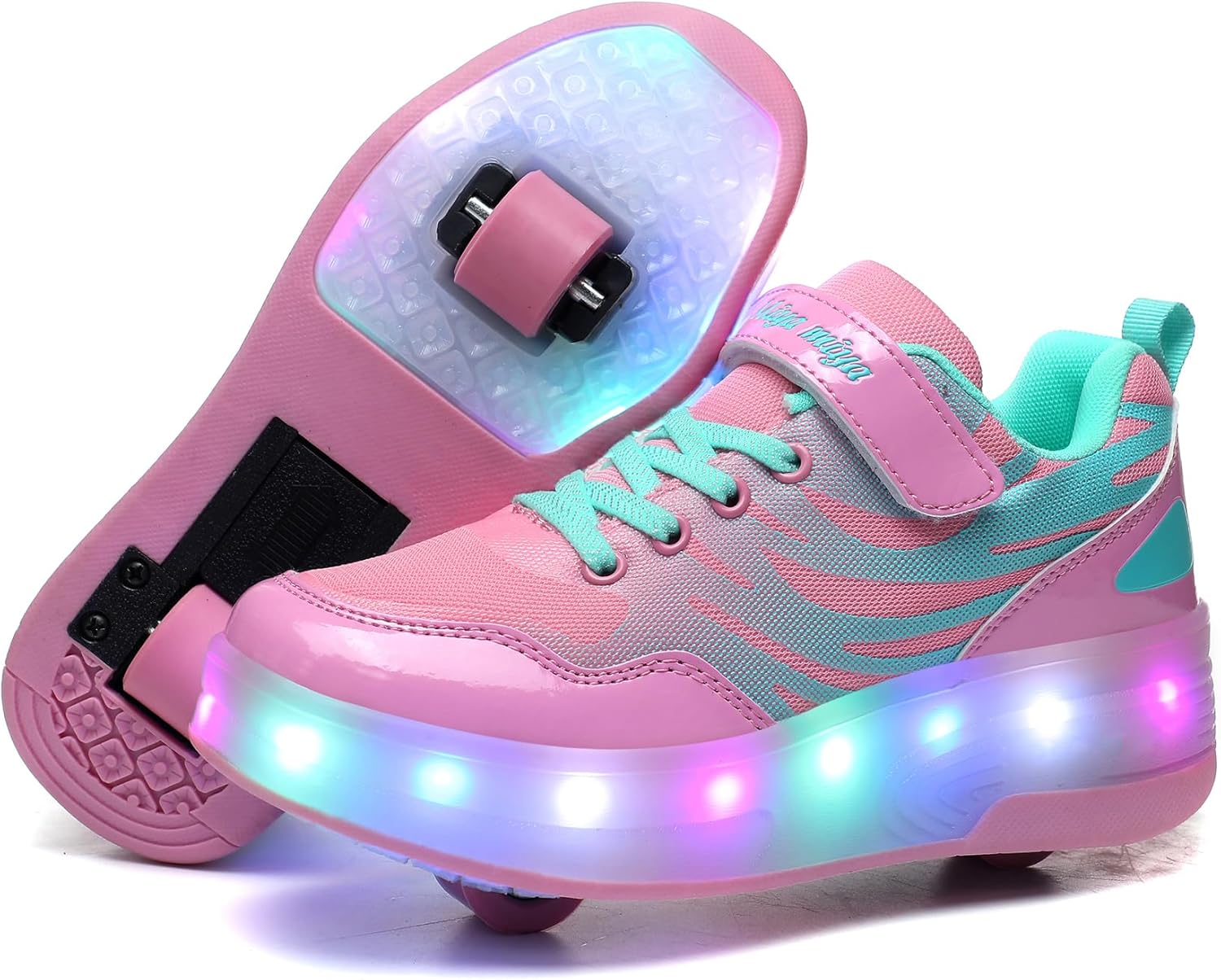 Wooowyet LED Roller Skate Shoes for Kids with Light Up Wheels