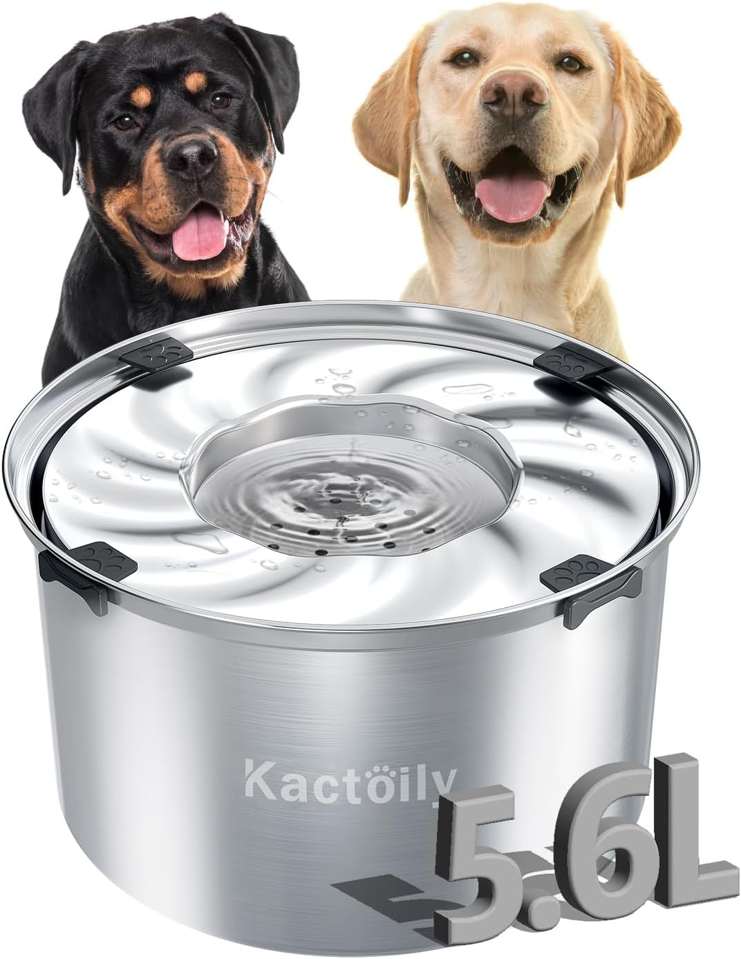5.6L Stainless Steel Dog Water Bowl for Large Dogs, No Spill