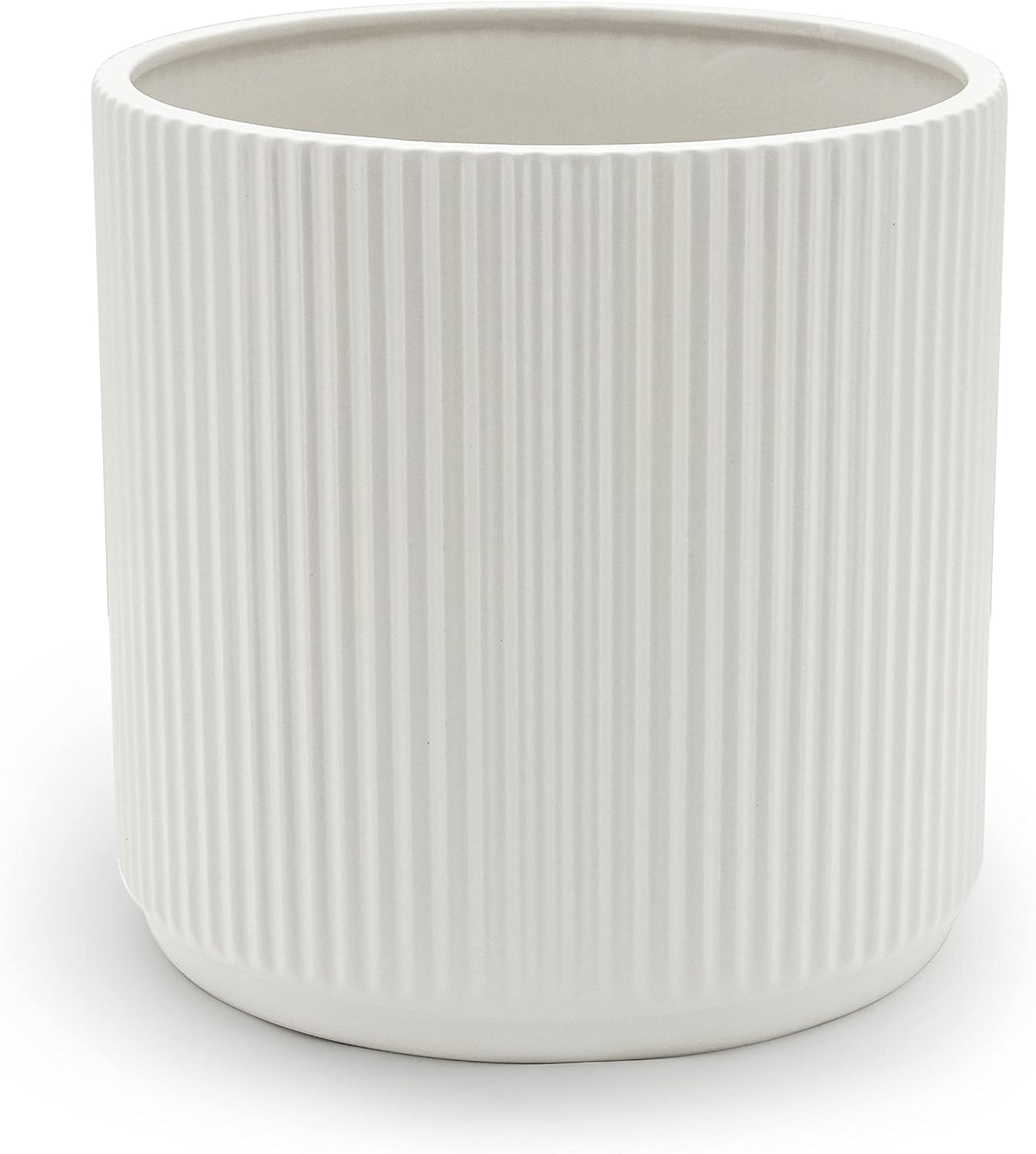Fluted Ceramic Round Planter for Indoor and Outdoor Use