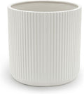 Fluted Ceramic Round Planter 10 in - Sleek White Display