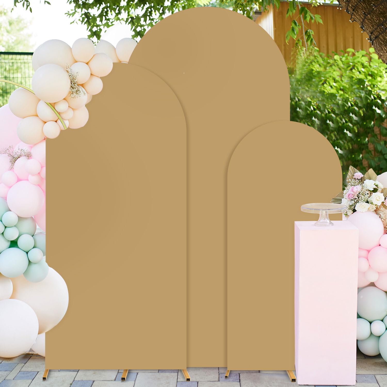 Elegant Brown Arch Covers for Weddings and Special Events