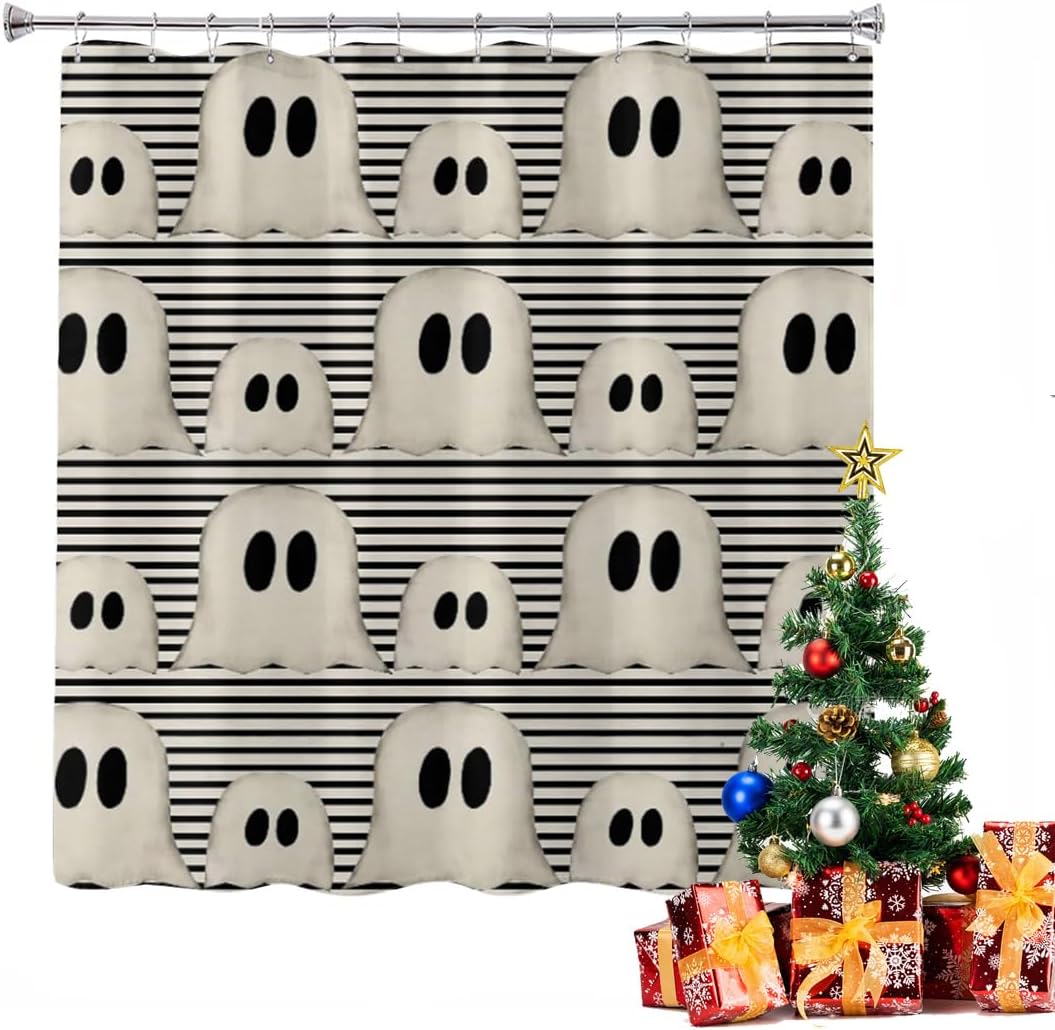 Spooky Cute Ghost Bathroom Curtain