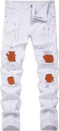 DANT BULUN Men's Ripped Slim Fit Straight Leg Denim Jeans Material