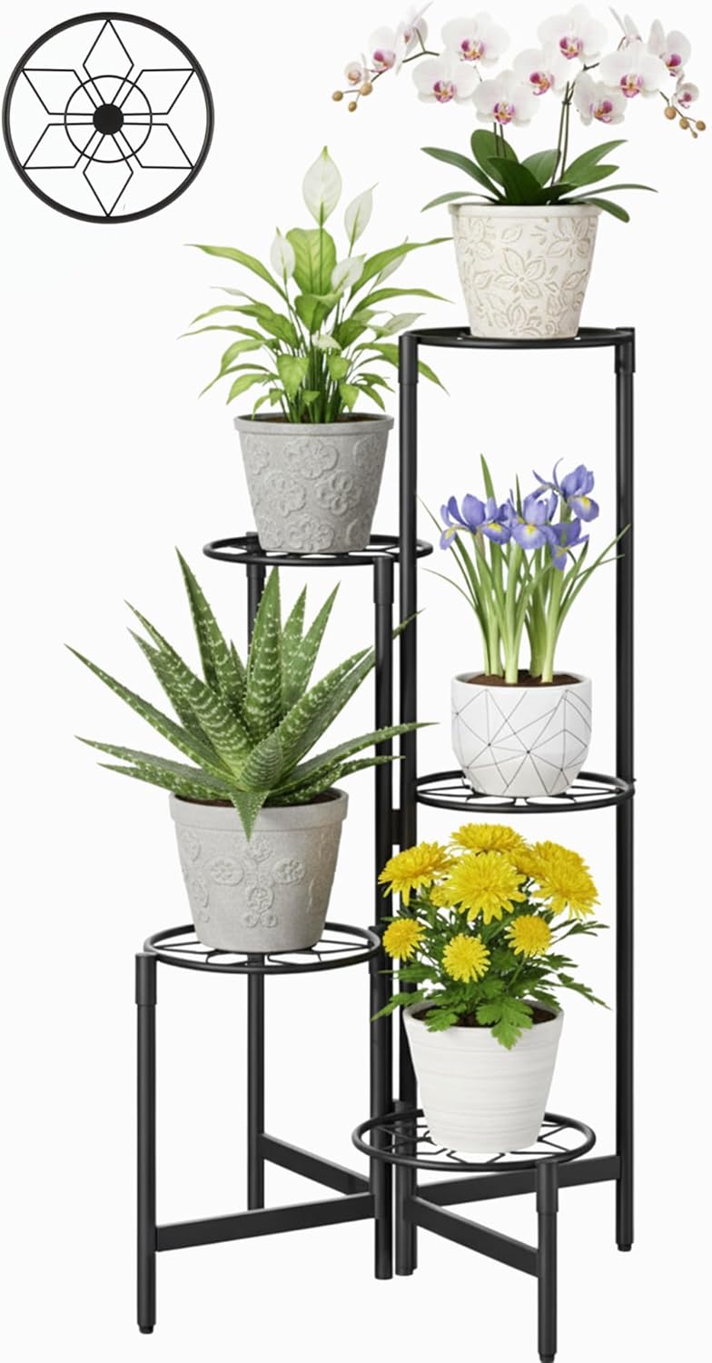 Plant Stand 5 Tier Indoor Metal Flower Shelf for Multiple Plants