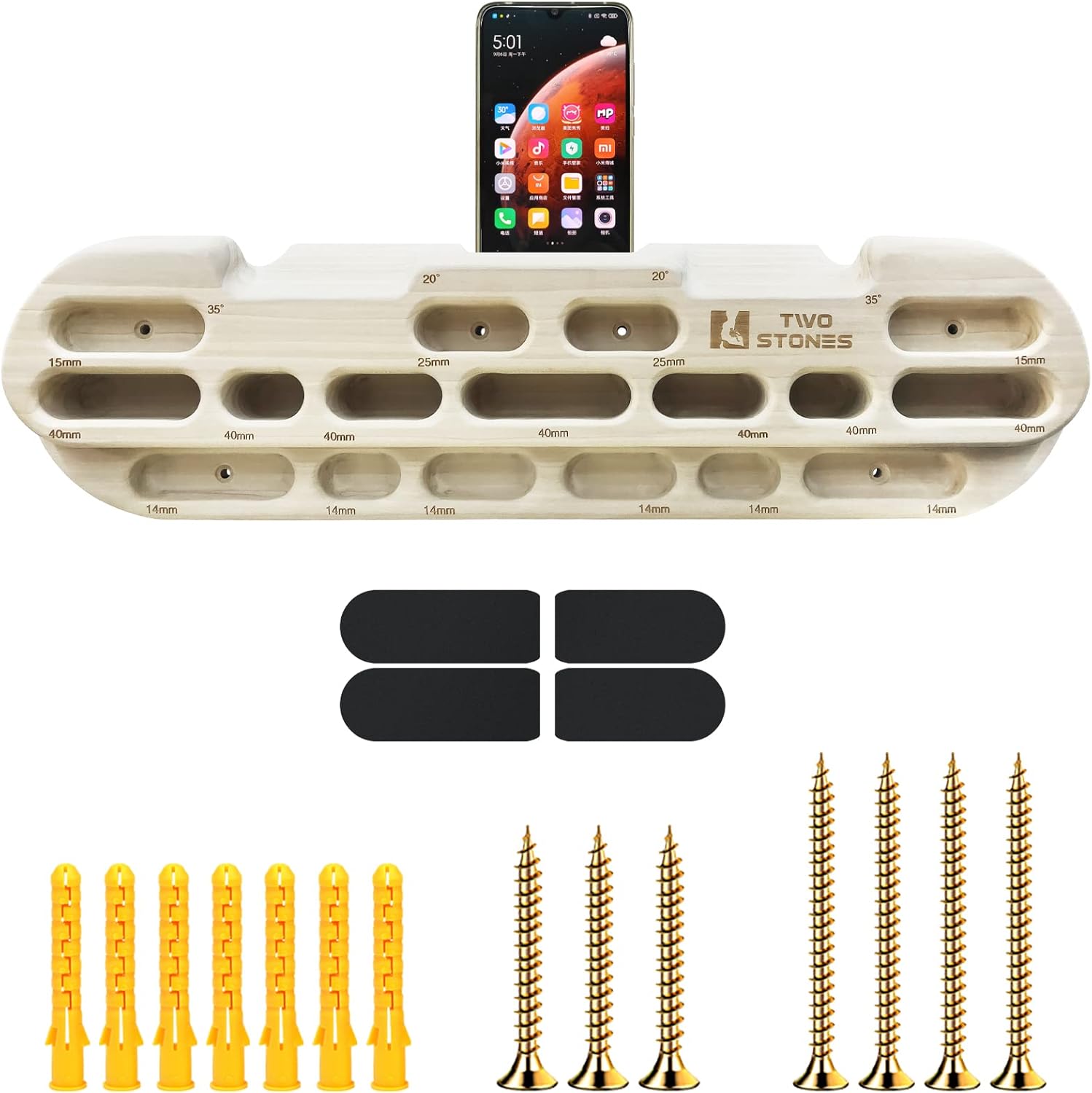 TWO STONES Rock Climbing Fingerboard for Strength Training