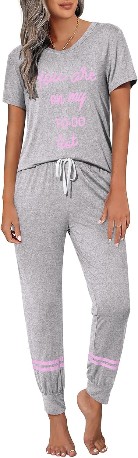 Ekouaer Womens Pajamas Set: Soft 2 Piece Lounge Pj Set